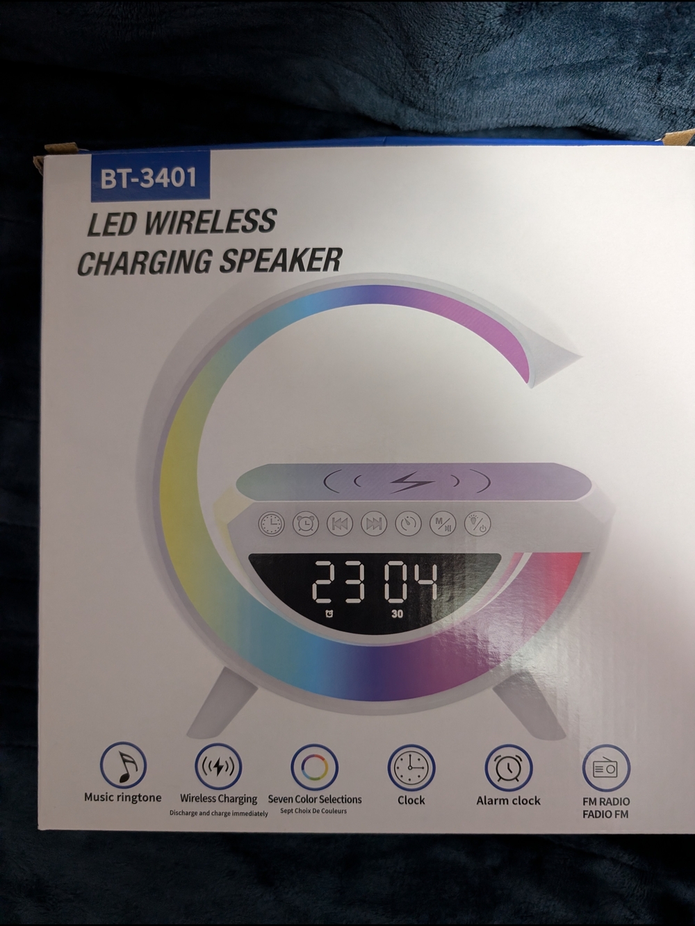 BT-3401 LED Wireless Charging Speaker - Rainbow Accent